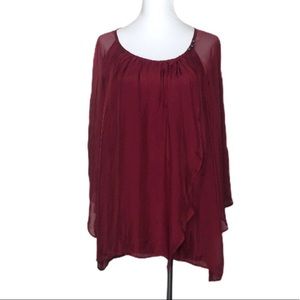 Democracy Faux Wrap Asymmetrical Silk Blend Top